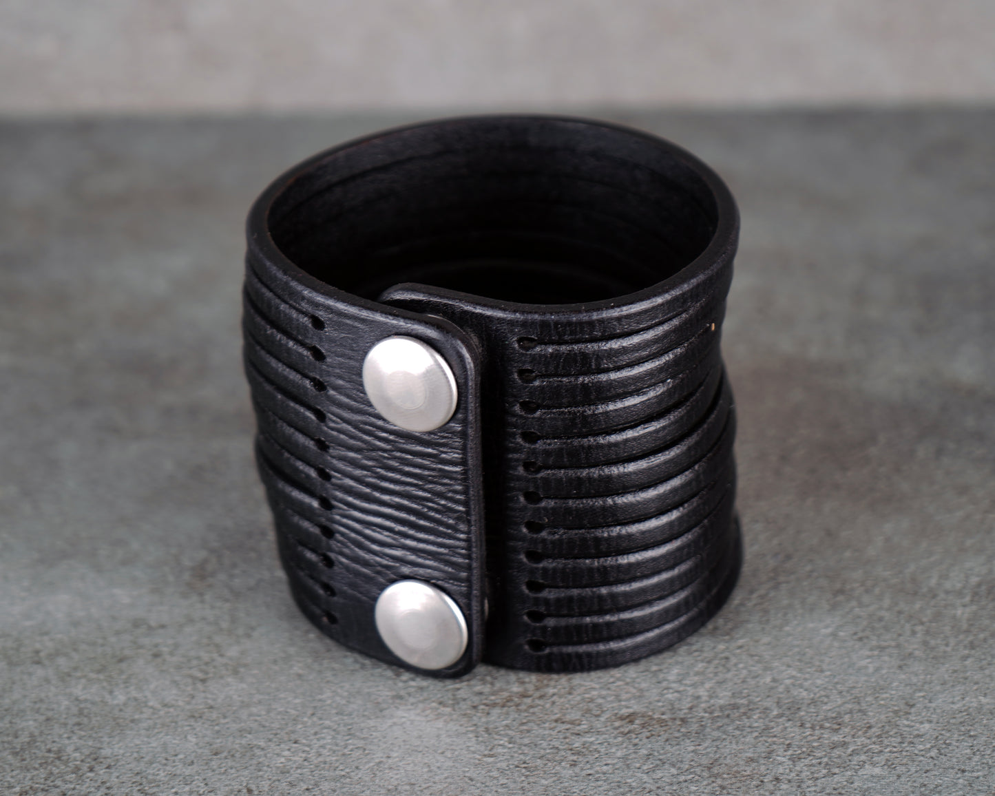 Black wrist leather cuff bracelet