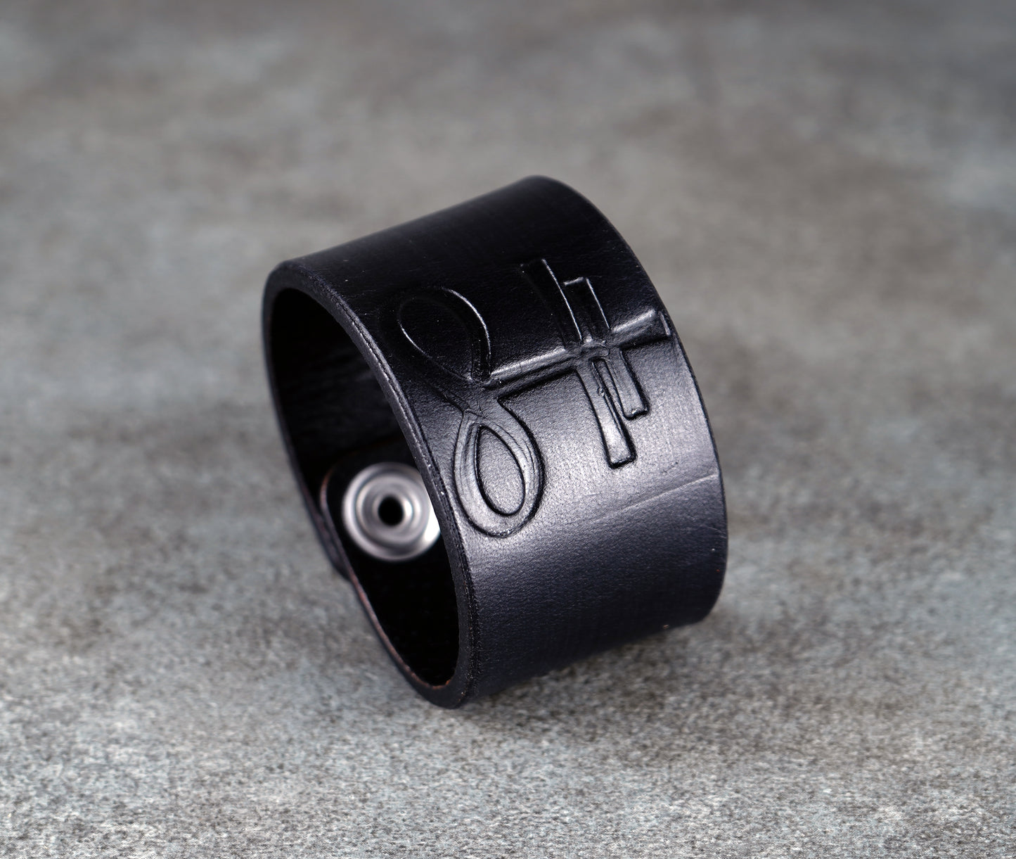 leviathan cross black leather cuff 4cm handmade premium leather