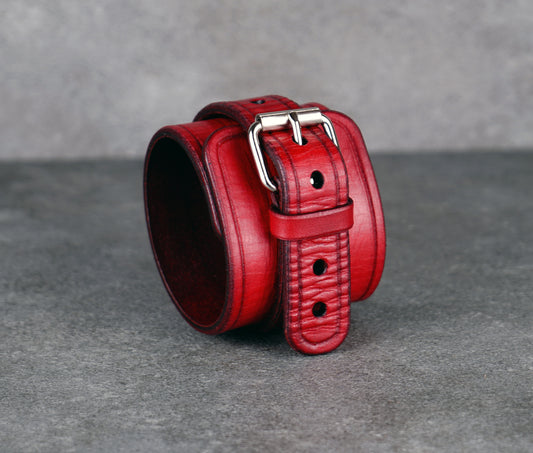 Red leather cuff bracelet