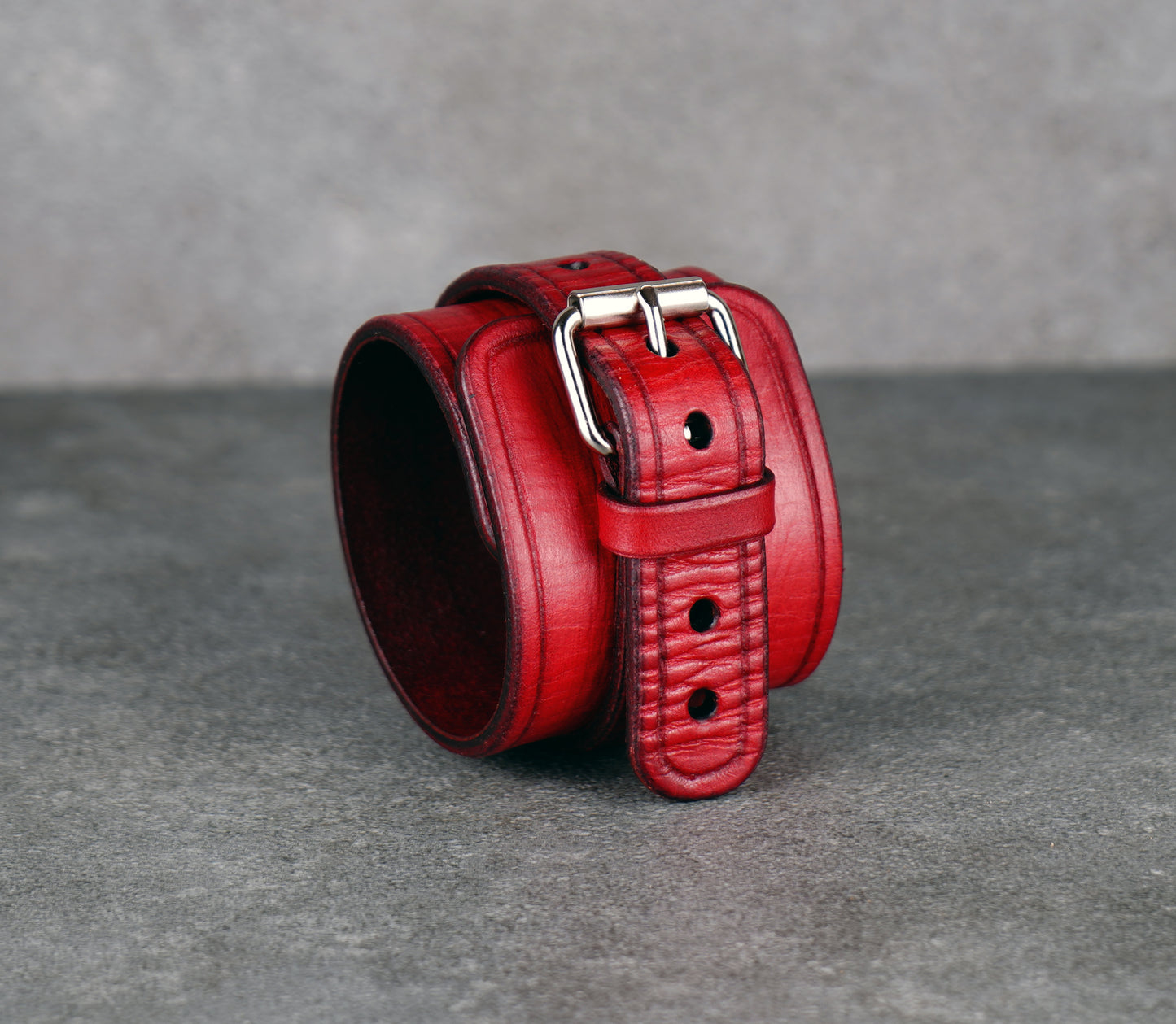 Red leather cuff bracelet