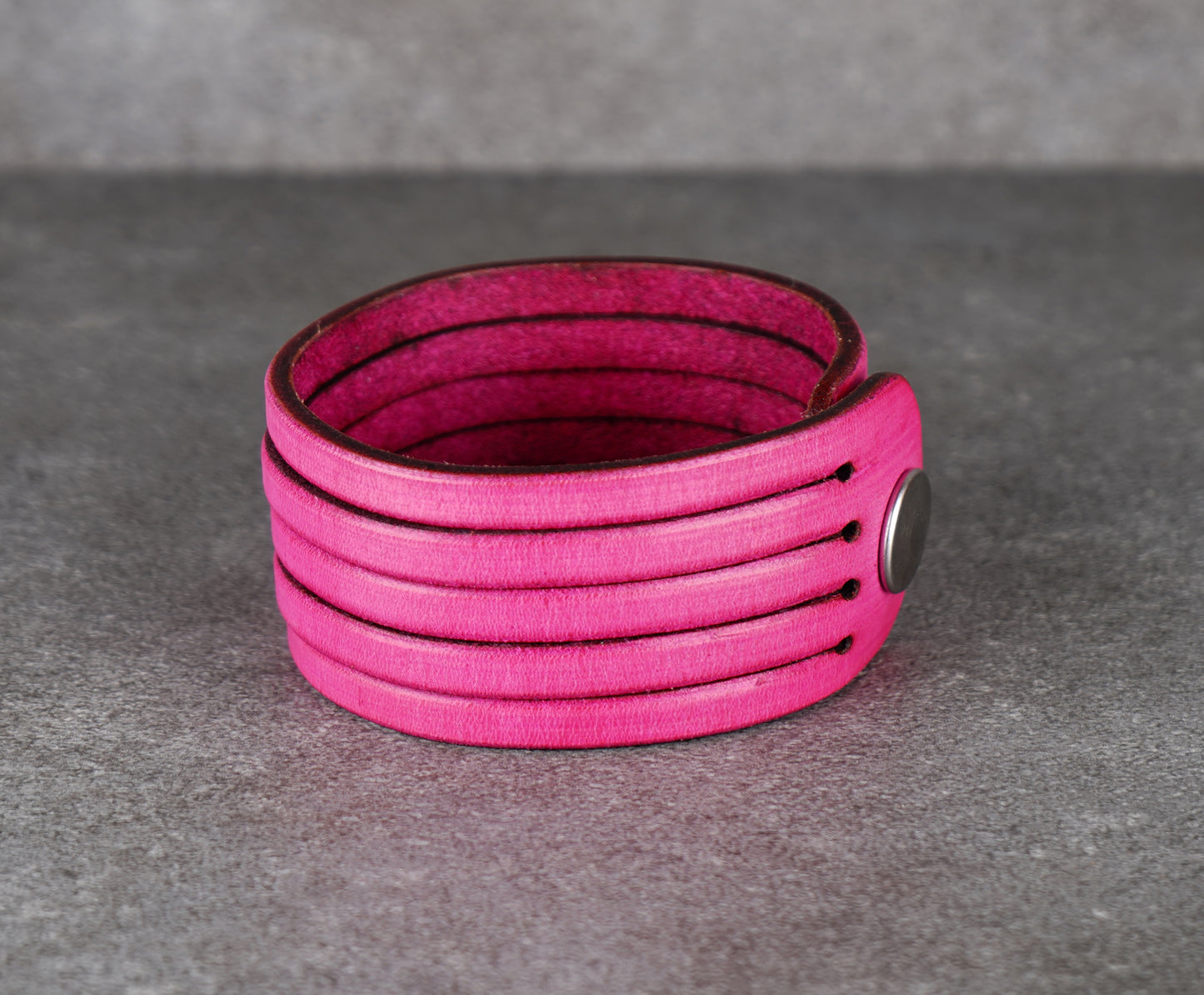 pink leather wrist cuff bracelet