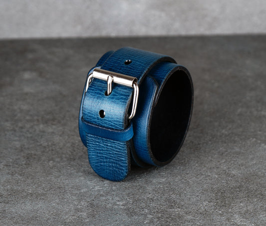 Blue leather cuff