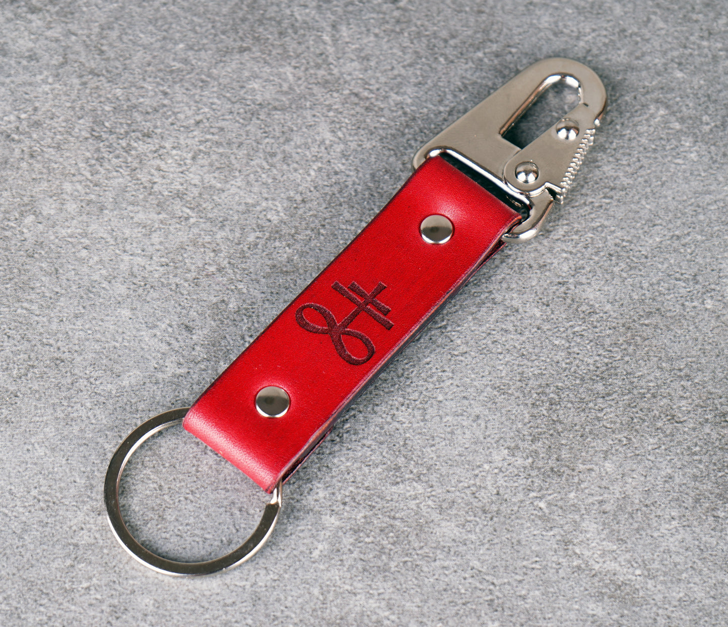 Red Leather Leviathan Cross Keychain – Handcrafted Vegetable‑Tanned Leather Accessory