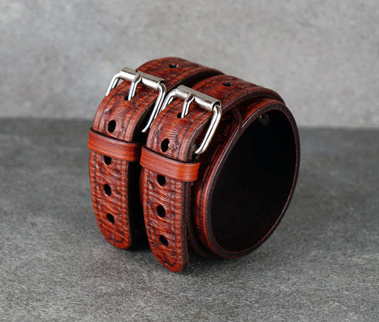 Brown leather cuff bracelet