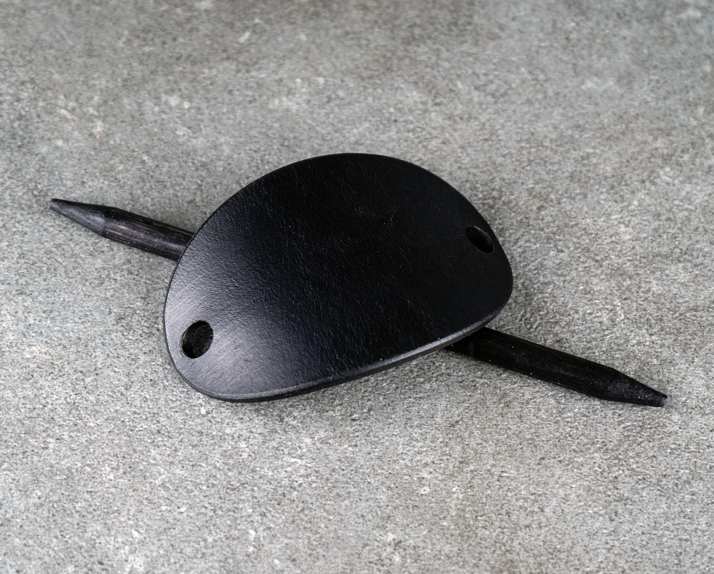 black oval leather barrette handmade premium leather