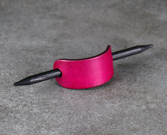 small pink leather barrette handmade premium leather