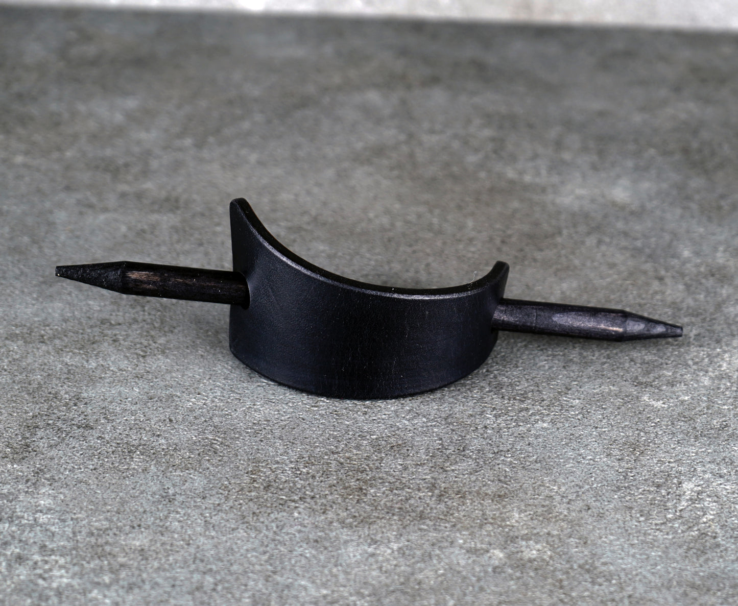 small black leather barrette handmade premium leather