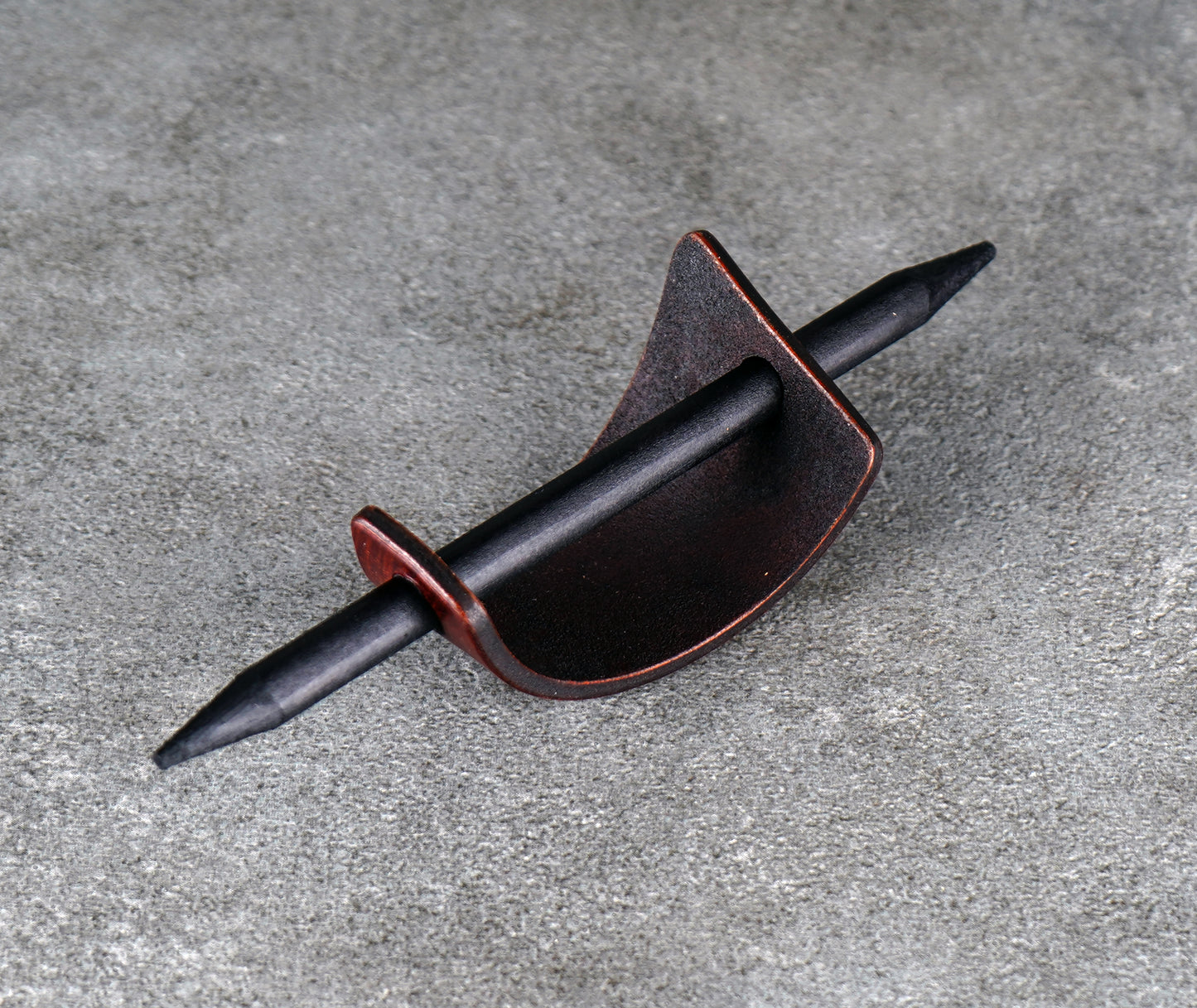 small brown leather barrette handmade premium leather