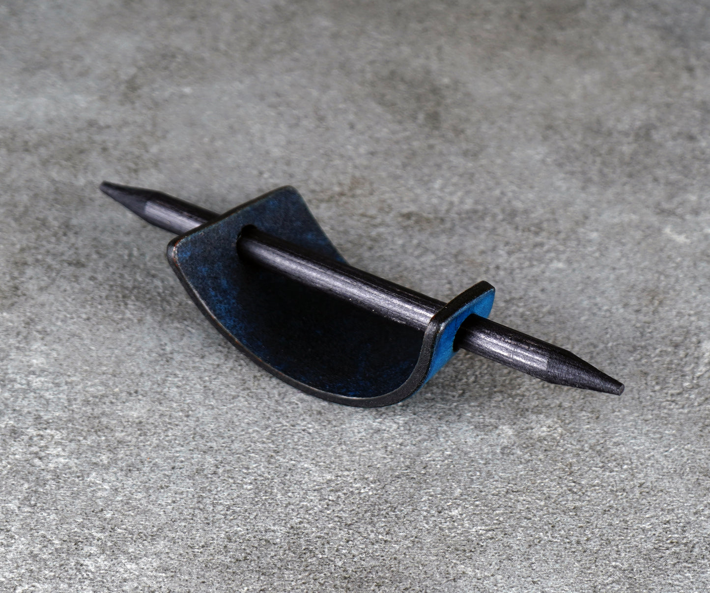 small blue hair leather barrette handmade premium leather