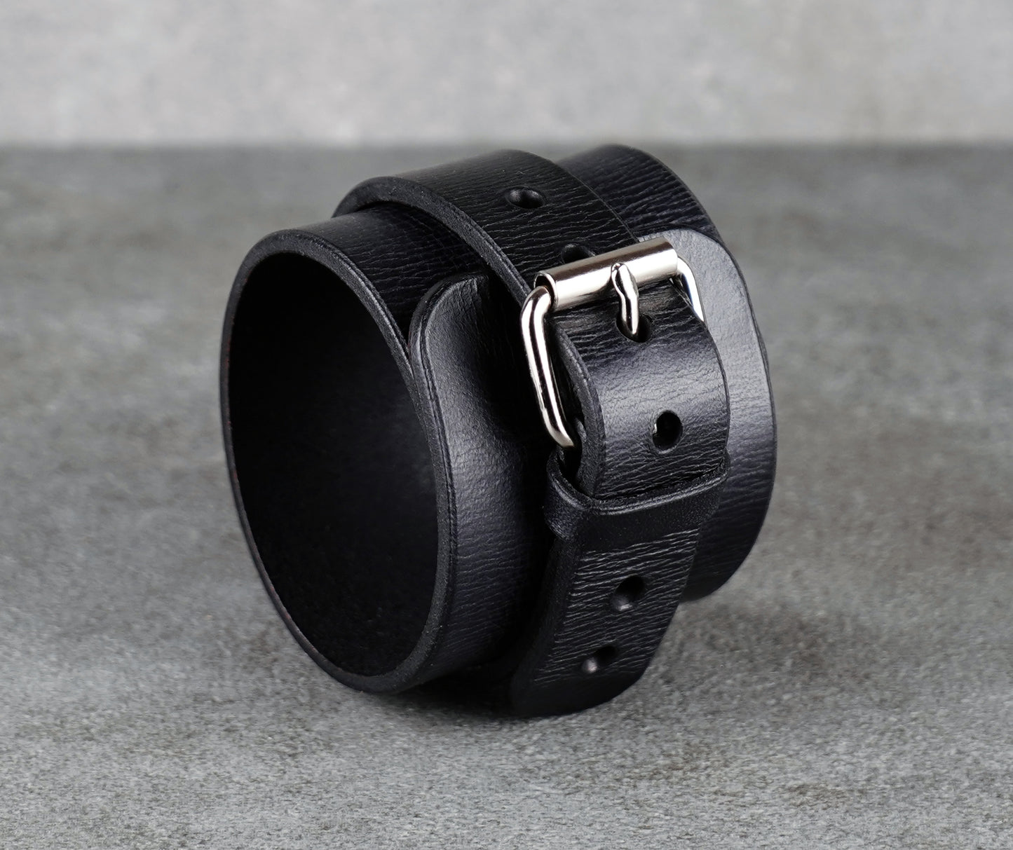 Black leather cuff bracelet