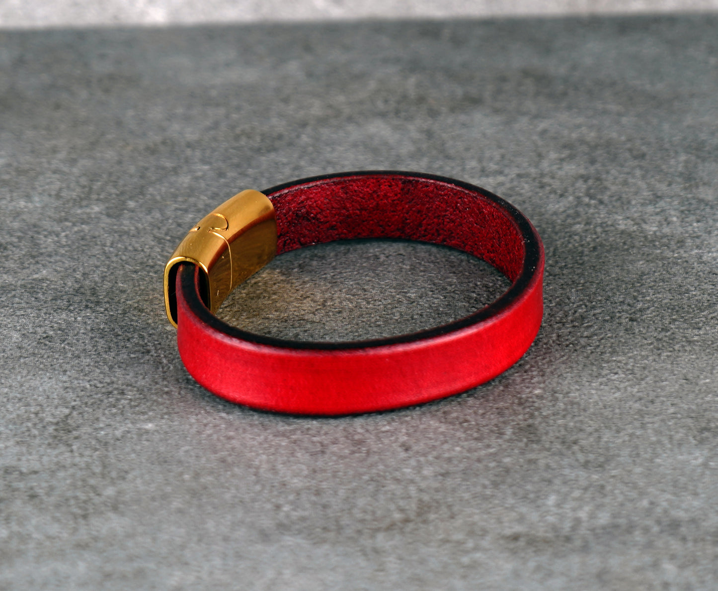 red leather bracelet -12mm wide