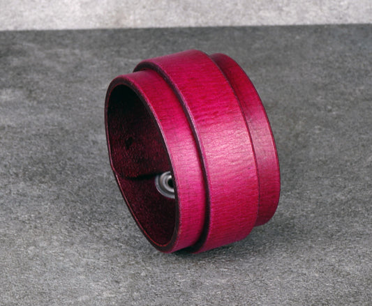 violet leather cuff bracelet handmade