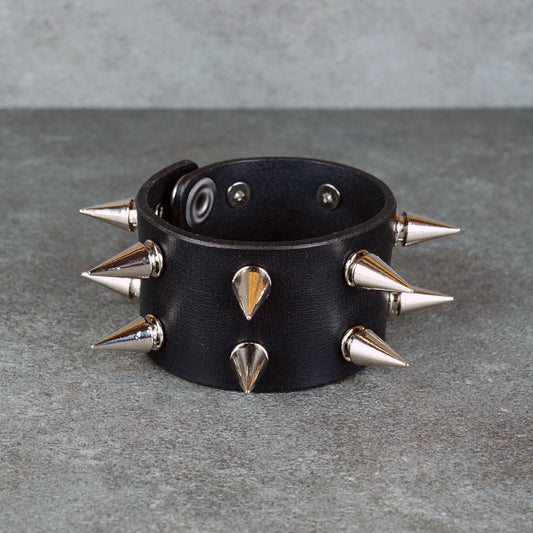 Handmade punk rock leather wristband for men and women