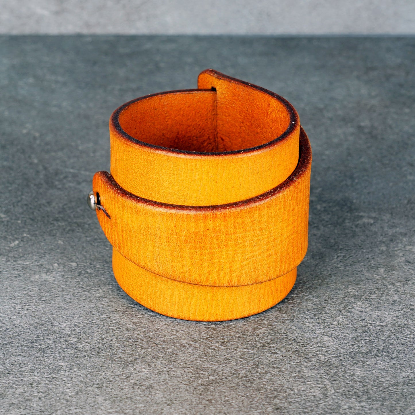 yellow leather bracelet handmade vegetable tanned leather wristband