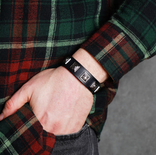 Black leather bracelet