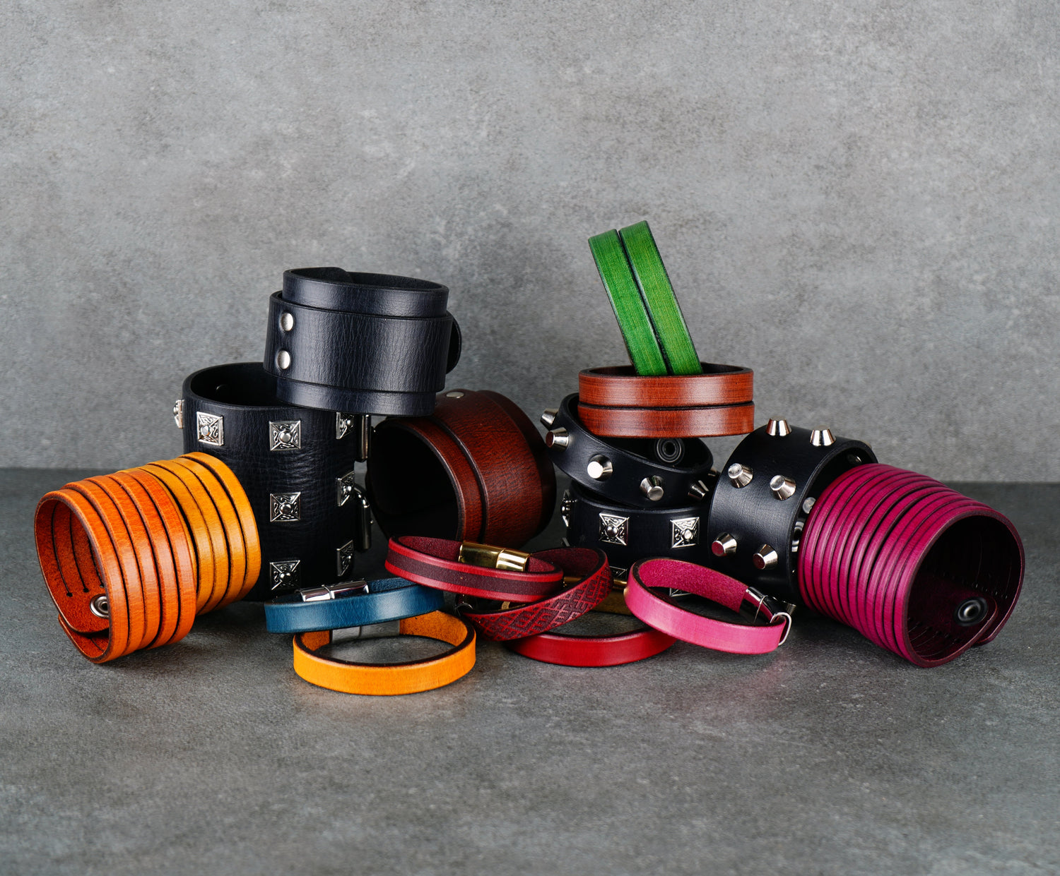 Handcrafted genuine leather cuff bracelets