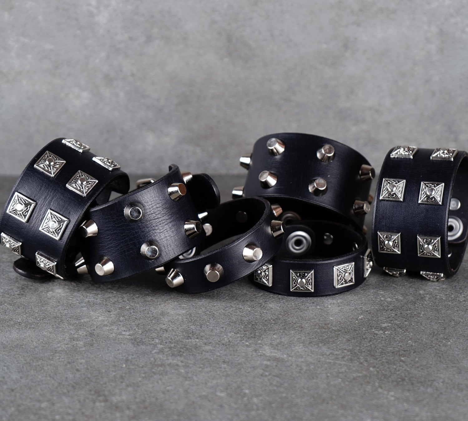 Leather bracers with spikes handcrafted from genuine leather