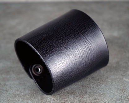 black wide leather cuff 8cm handmade premium leather
