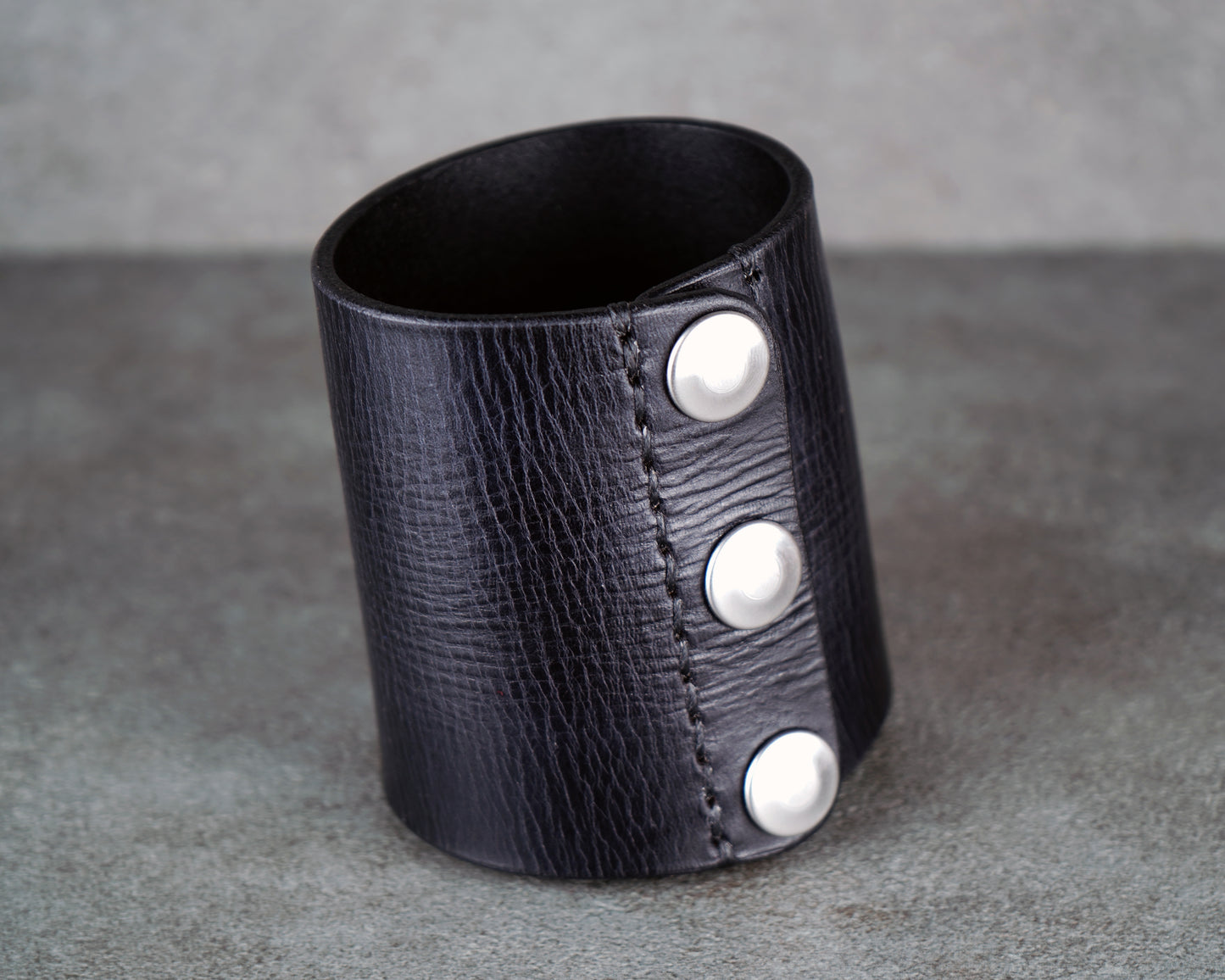 black wide leather cuff 8cm handmade premium leather
