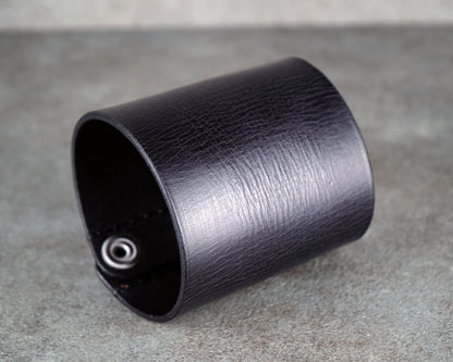 black wide leather cuff 8cm handmade premium leather
