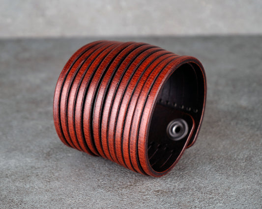 Brown wrist leather cuff bracelet