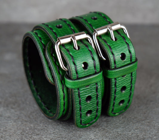 Green leather wrist cuff
