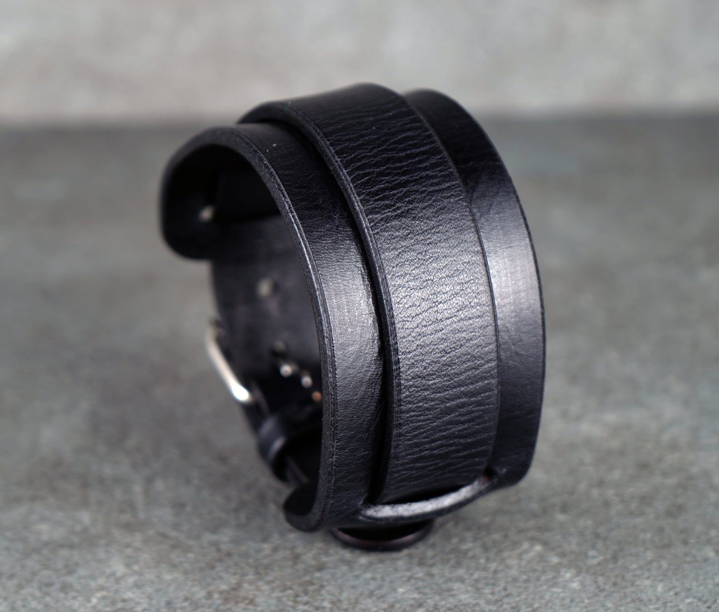 Black leather bracelet
