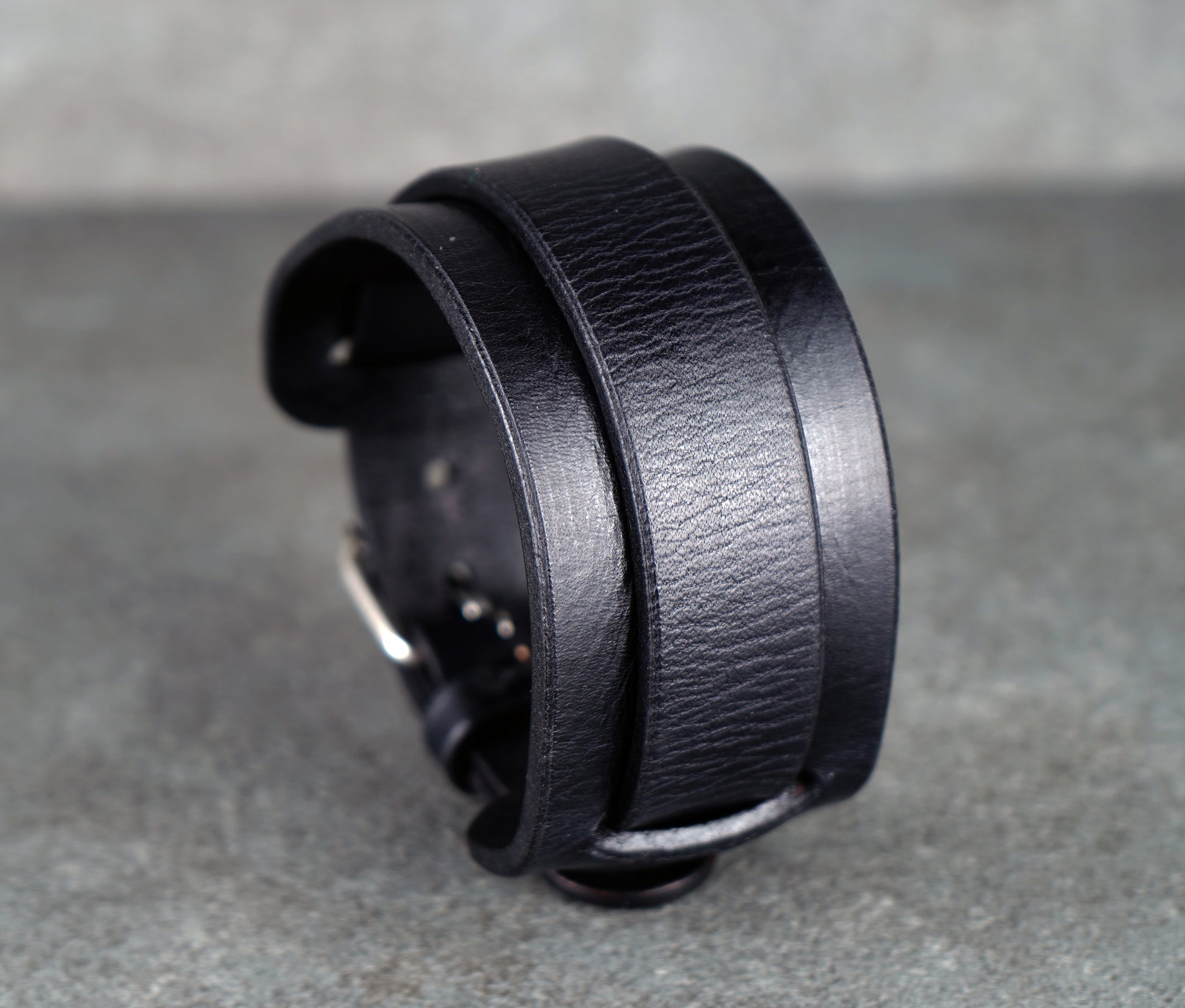 Black leather bracelet

