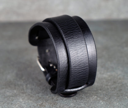 Black leather bracelet
