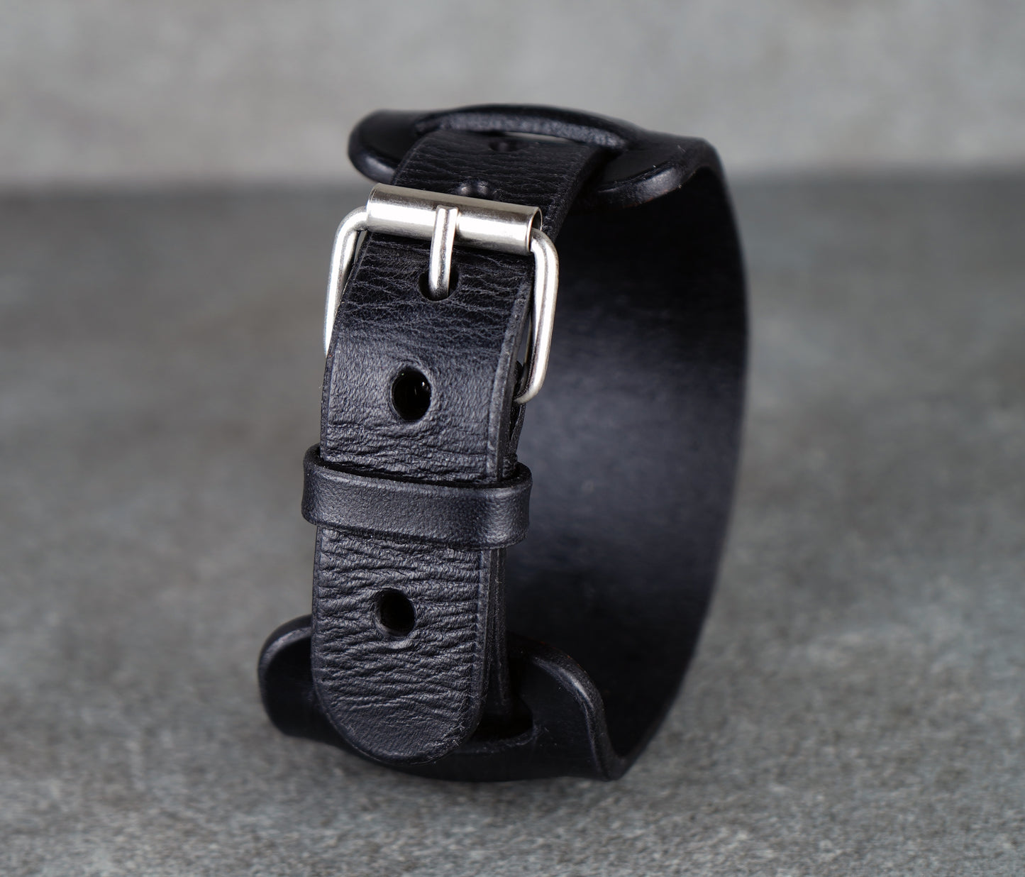 Black leather bracelet
