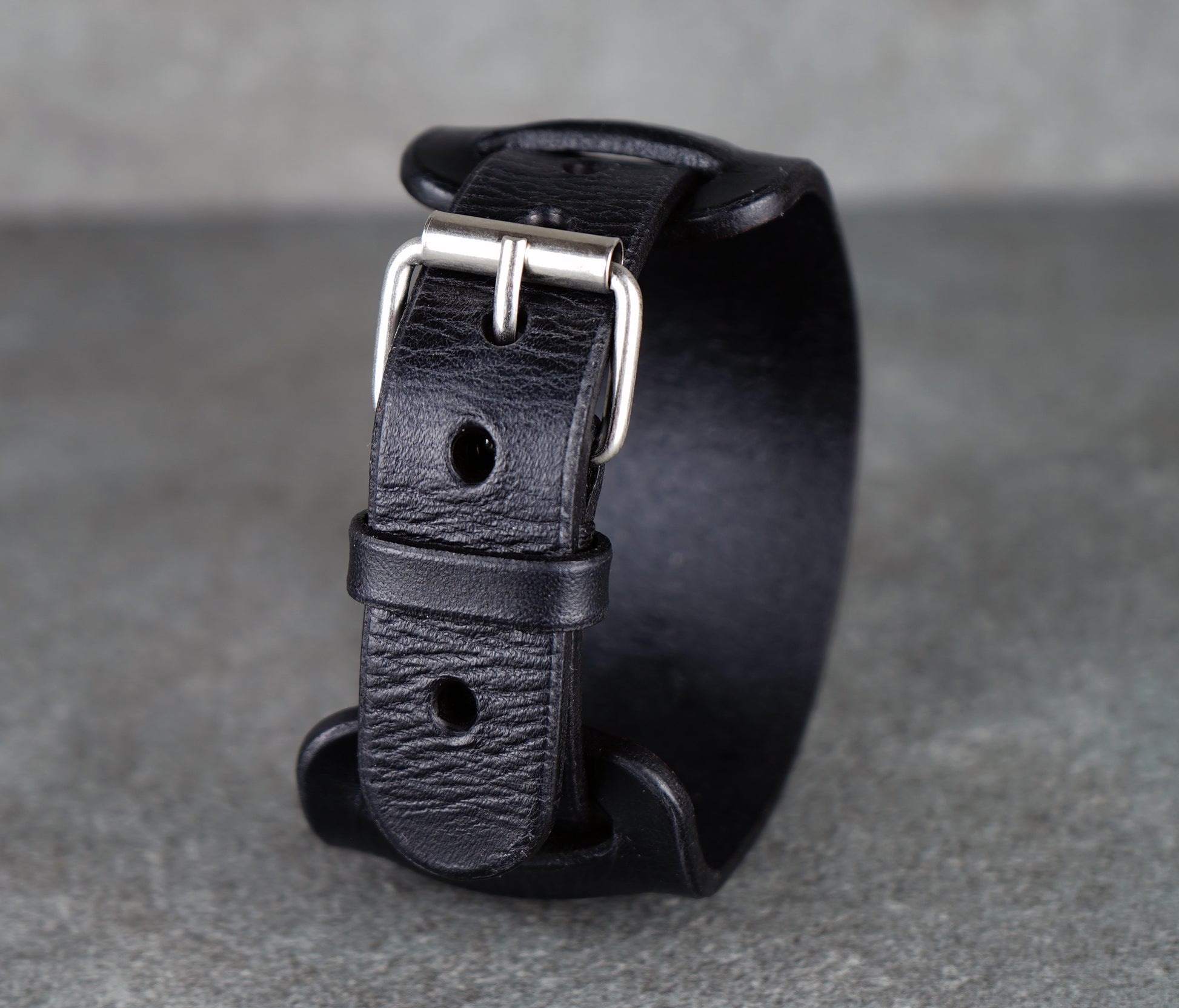 Black leather bracelet
