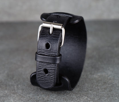 Black leather bracelet
