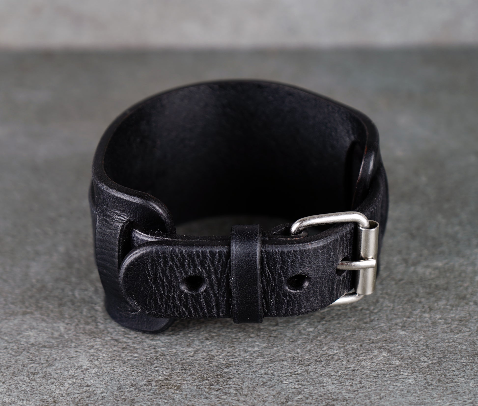 Black leather bracelet
