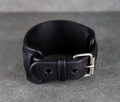 Black leather bracelet
