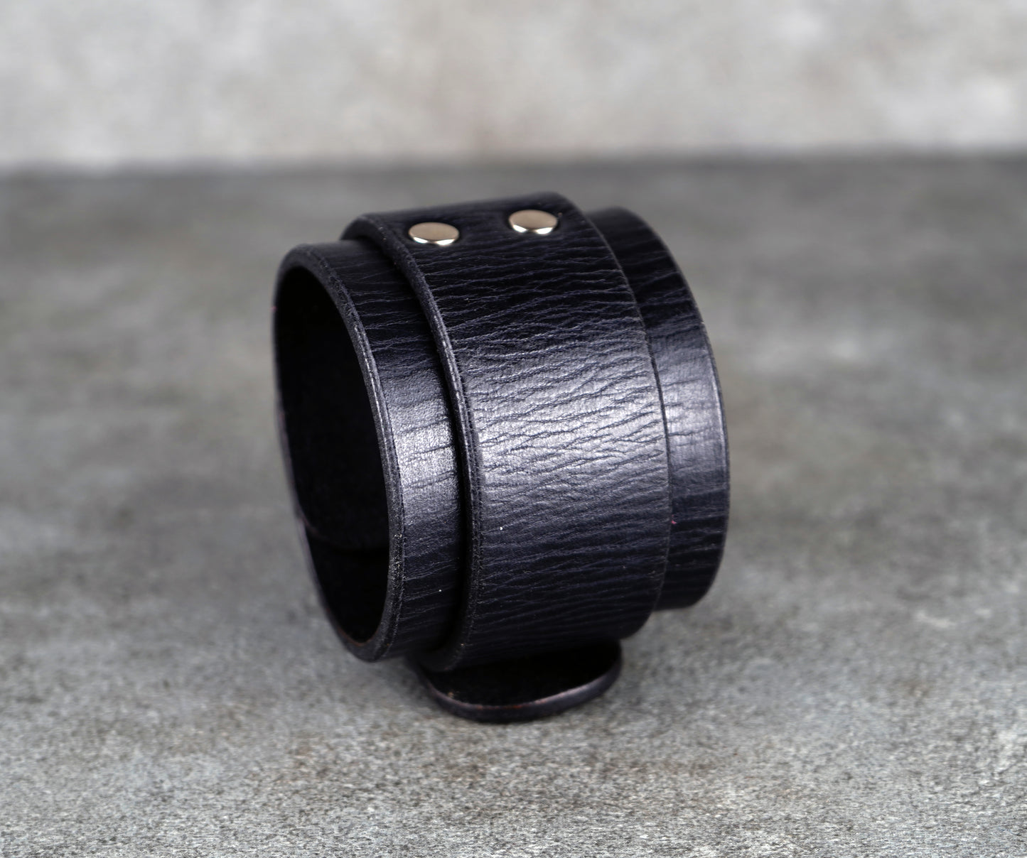 Black leather cuff bracelet