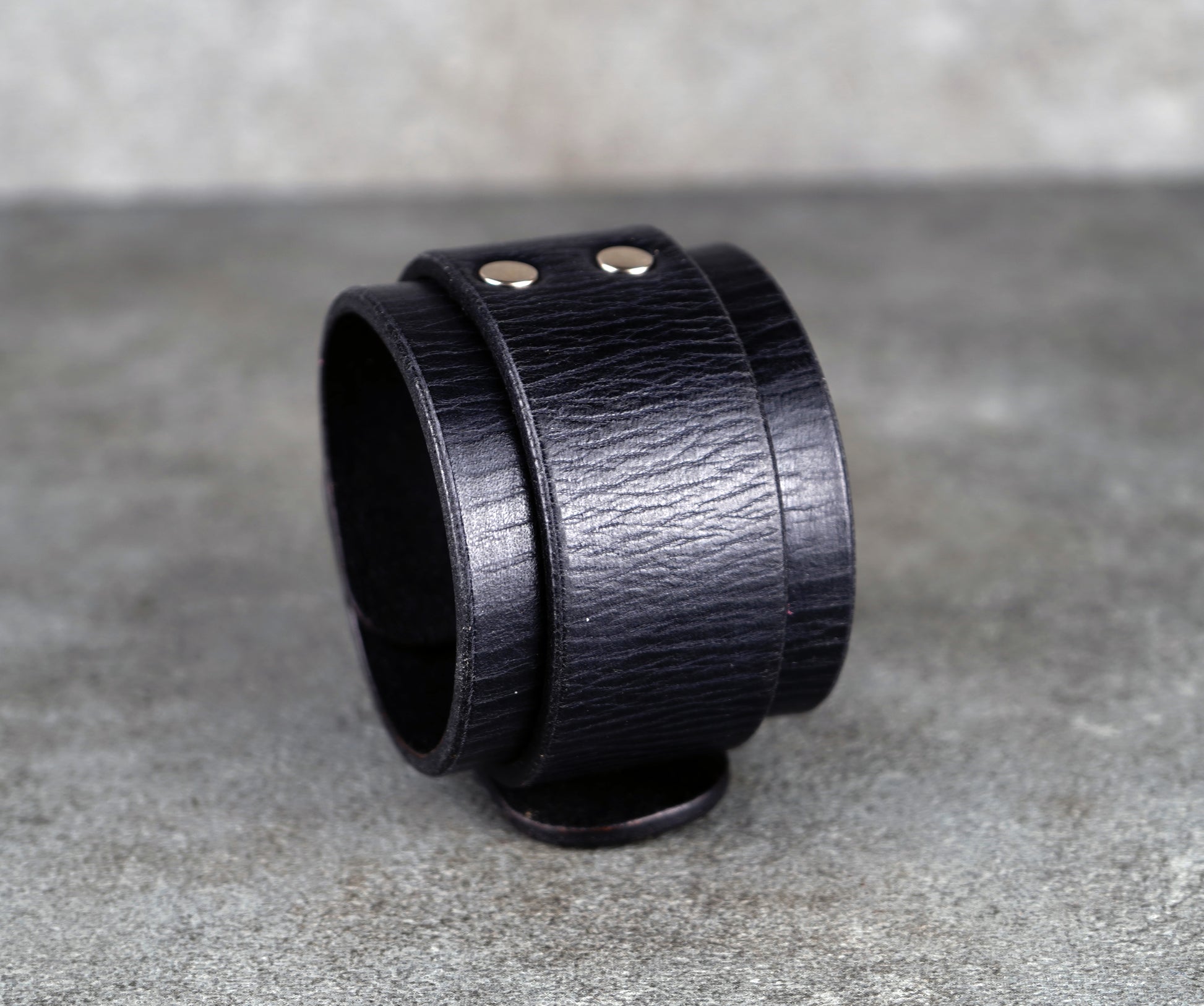Black leather cuff bracelet