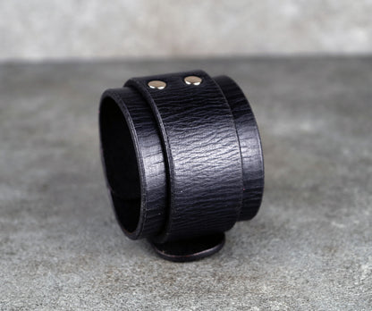 Black leather cuff bracelet