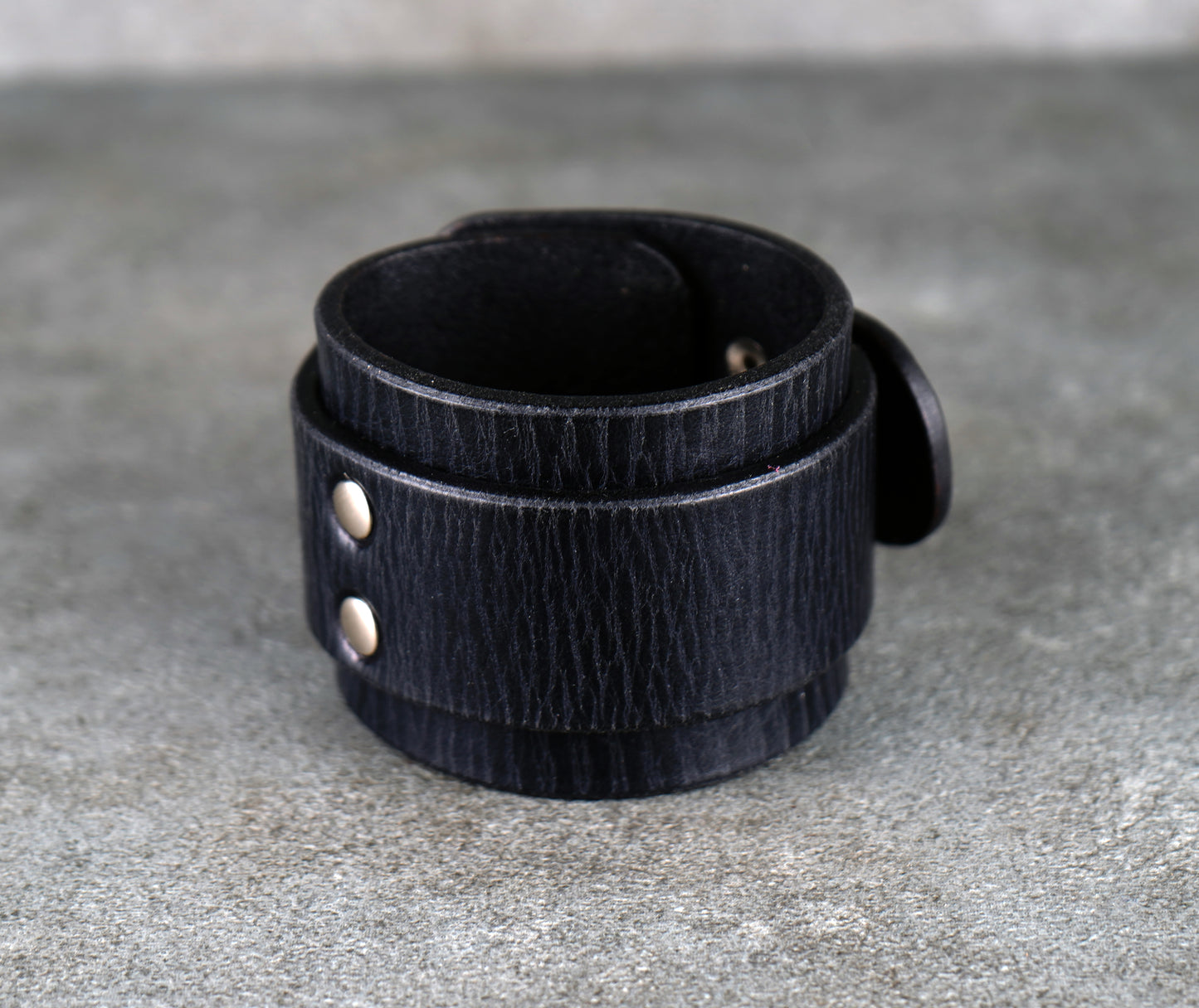 Black leather cuff bracelet