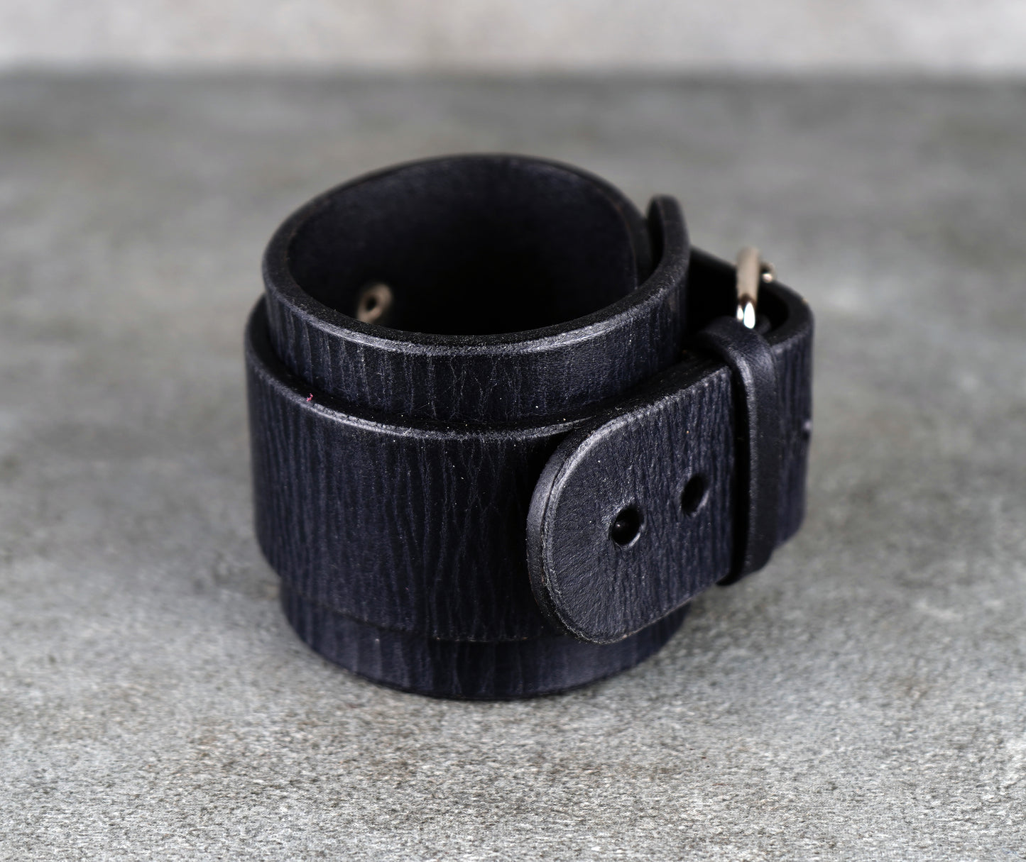 Black leather cuff bracelet