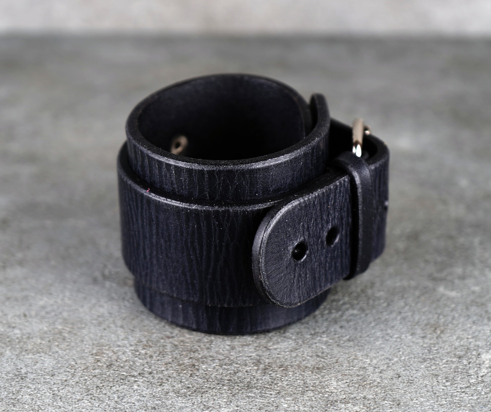 Black leather cuff bracelet