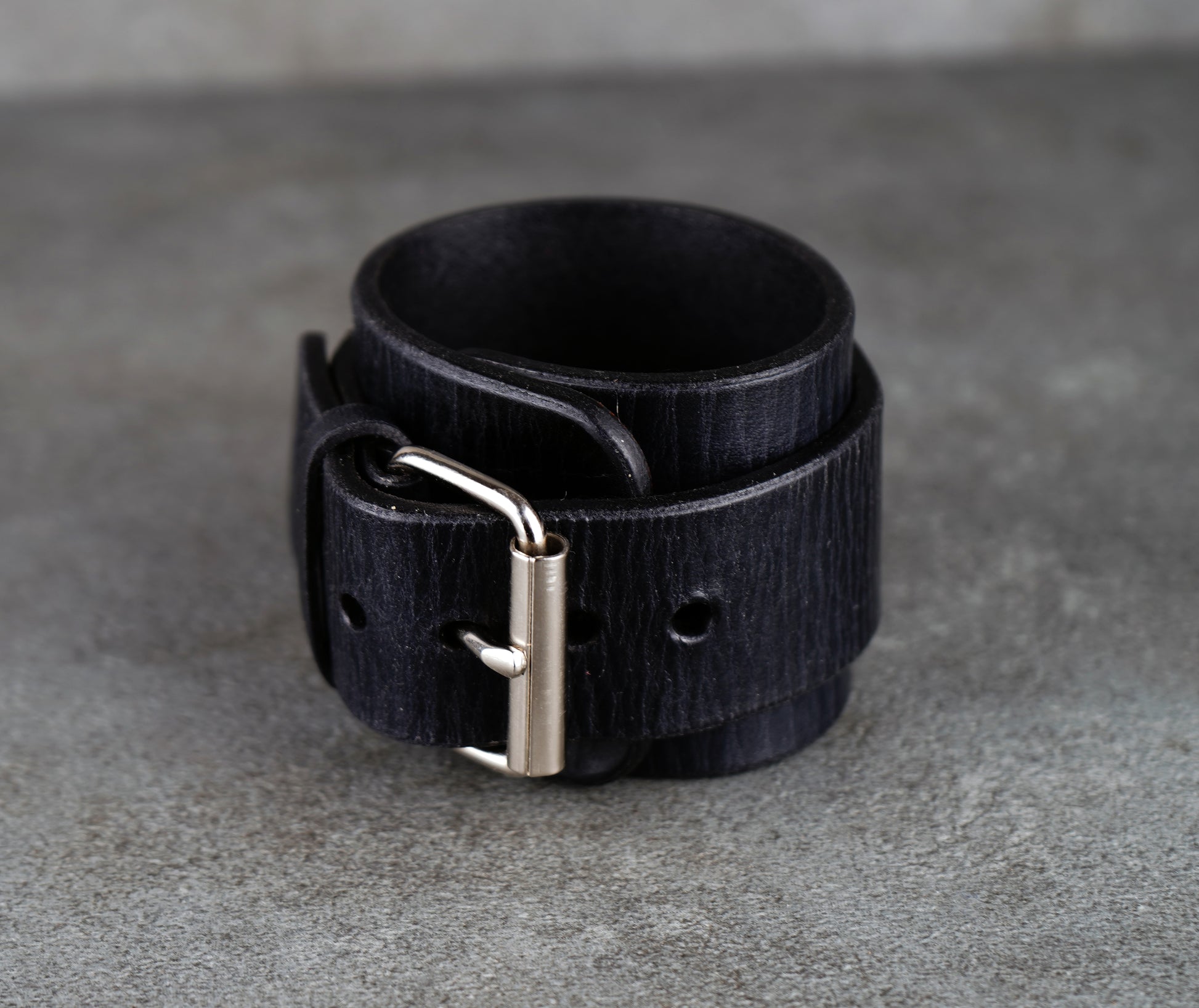 Black leather cuff bracelet