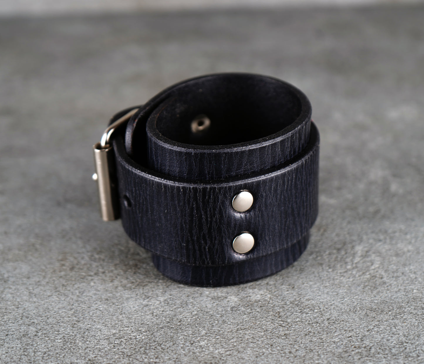 Black leather cuff bracelet