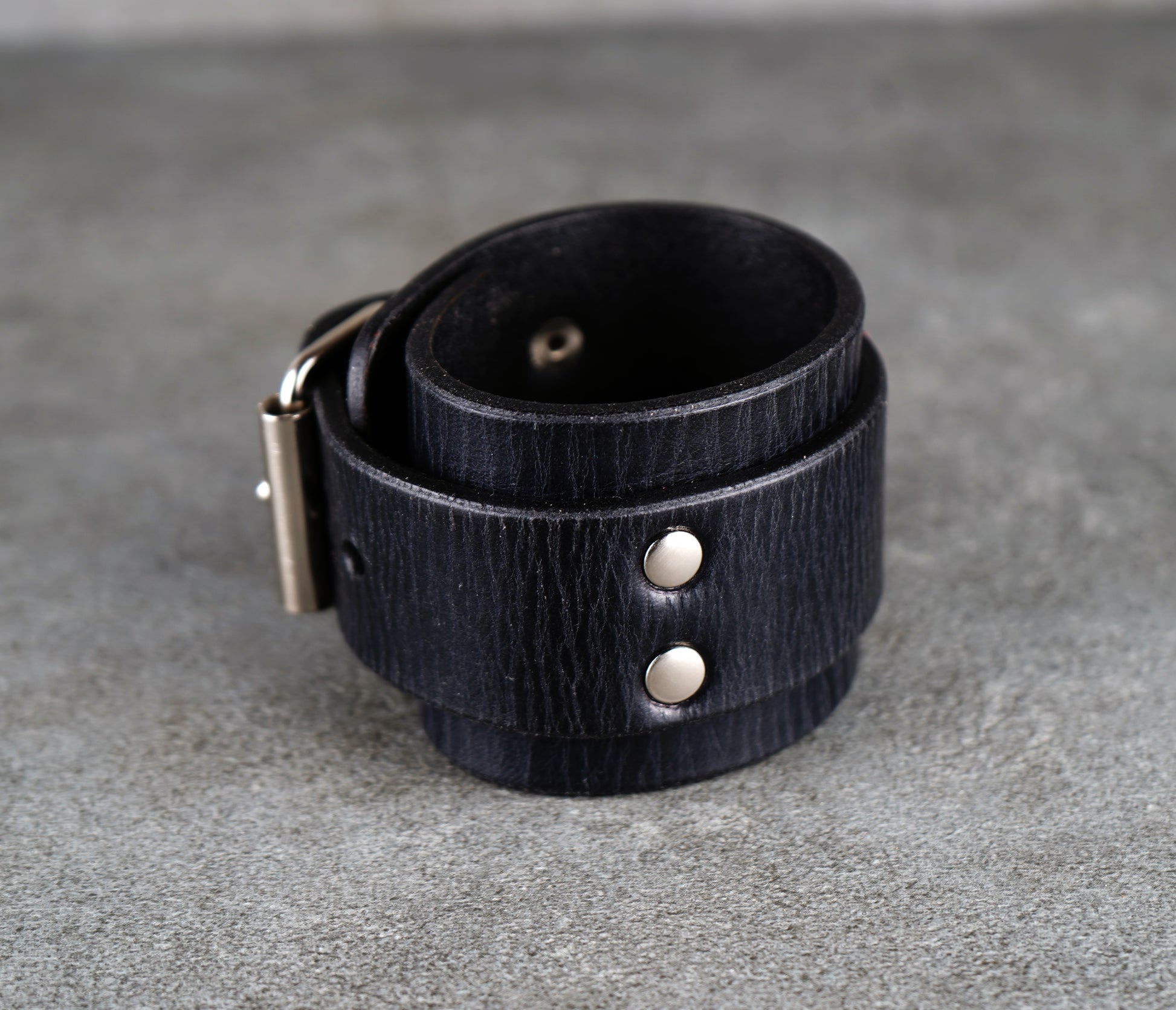 Black leather cuff bracelet