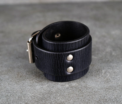 Black leather cuff bracelet