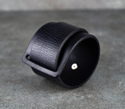 black leather cuff bracelet 5.5cm wide premium handmade leather
