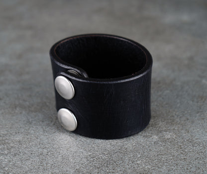 leviathan cross black leather cuff 4cm handmade premium leather

