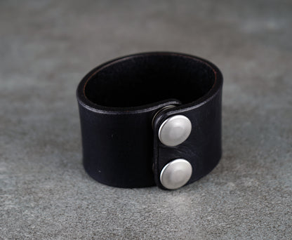 leviathan cross black leather cuff 4cm handmade premium leather
