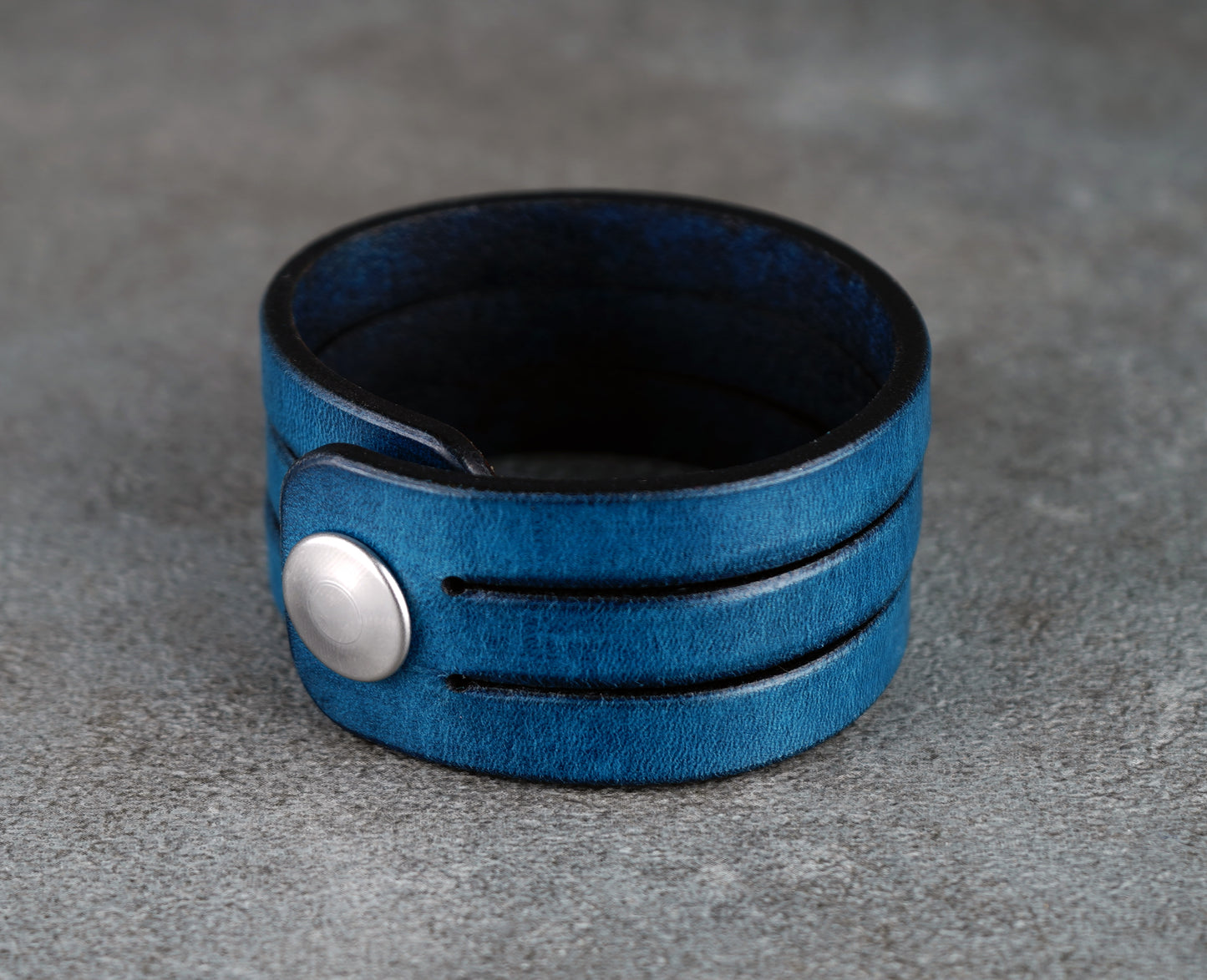 Blue leather cuff bracelet