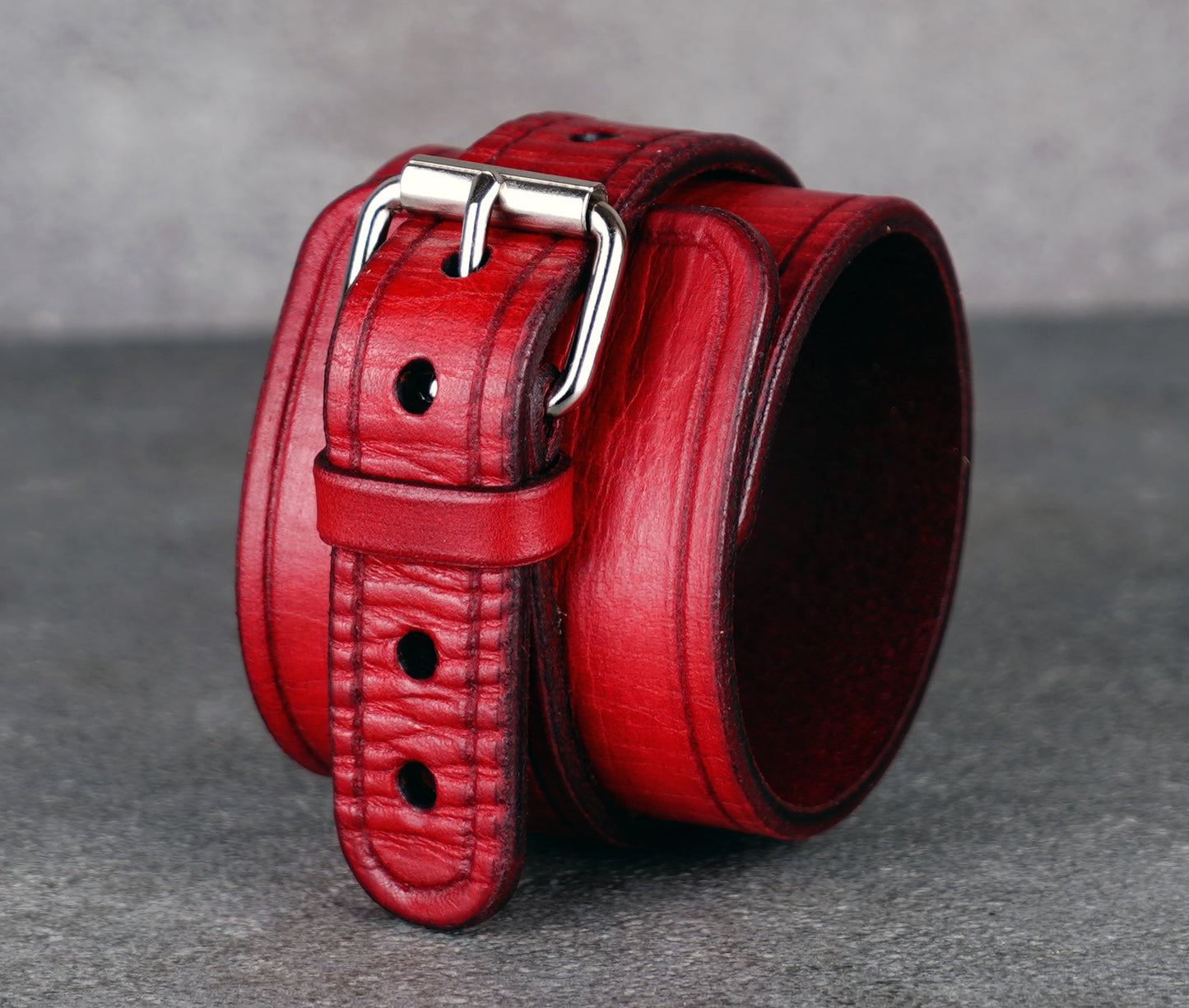 Red leather cuff bracelet