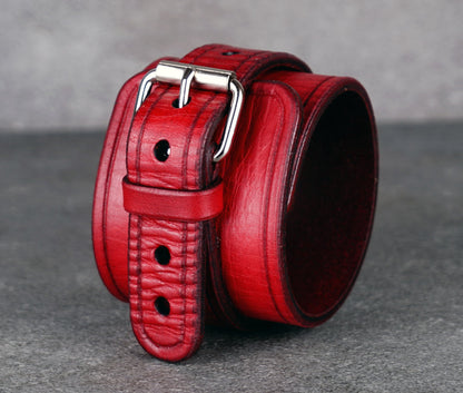 Red leather cuff bracelet